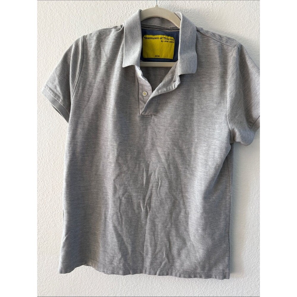 Descendant of Thieves by Dres Ladro Gray Knit Short Sleeve Polo Shirt Medium